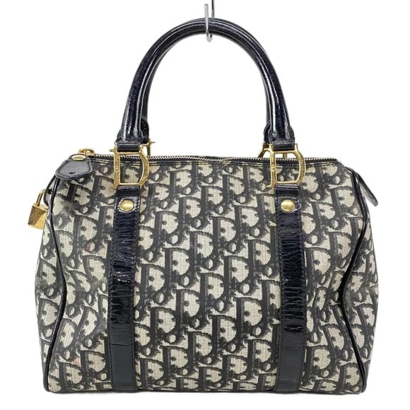 Dior Handbags - DIOR/ChristianDior Trotteur Black Cream PVC Patent Leather Handbag